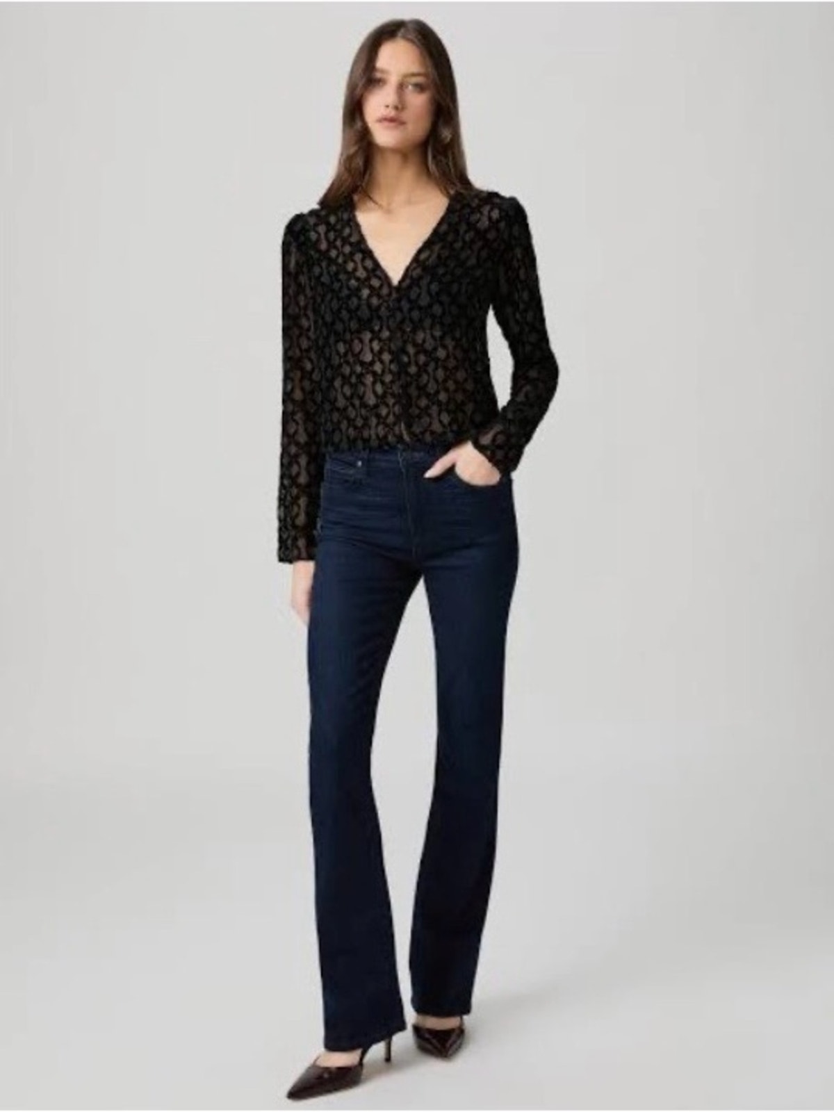 Women's Paige Manhattan Dark Blue High-Rise Straight Jeans